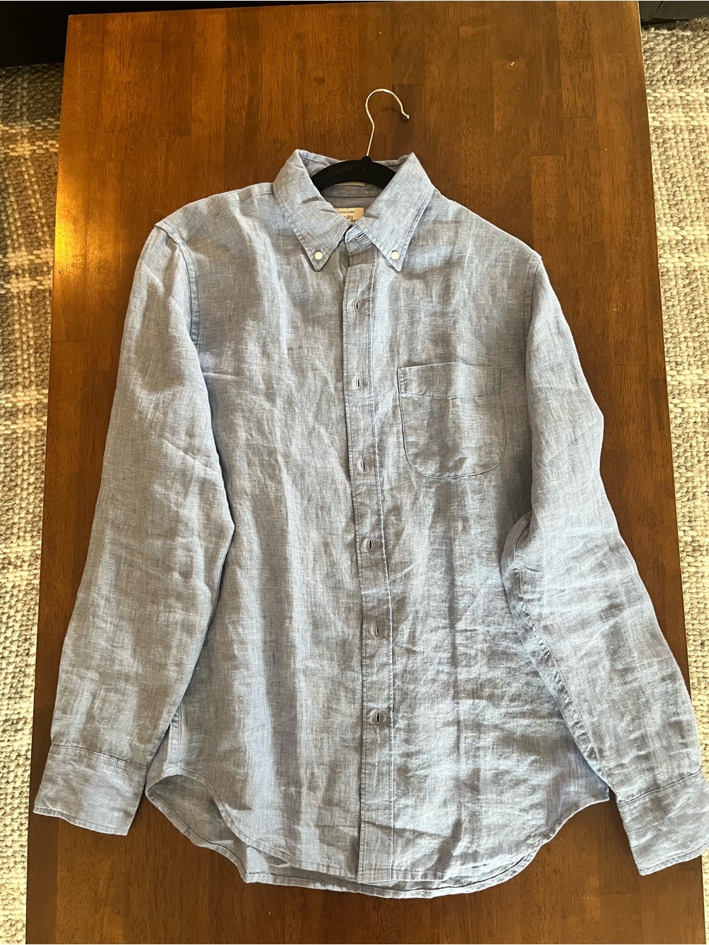 J. Crew Men's Sky Blue Linen Button-Down Shirt